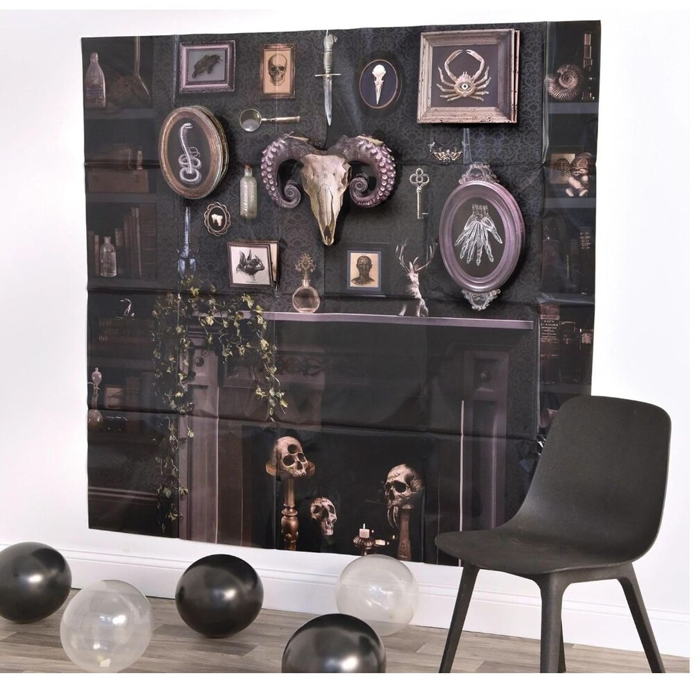 Dark Academia Backdrop Kit with 3D Add-Ons - 65" x 32.5 - Amscan